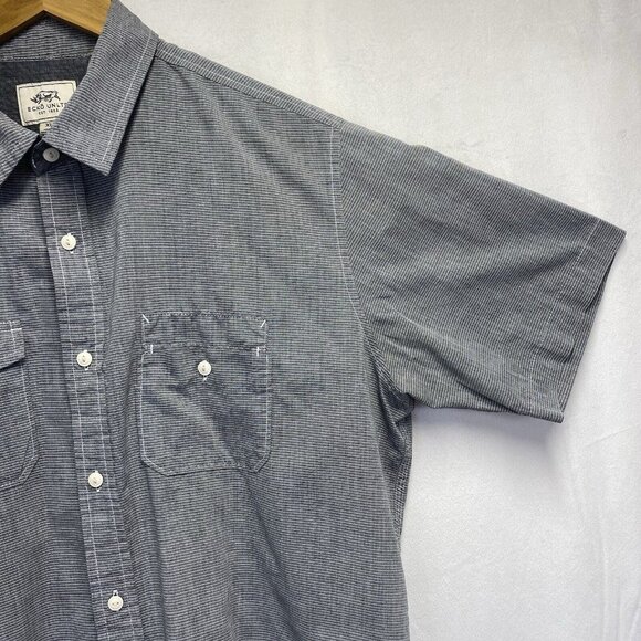 ECKO UNLTD Collar Button-Up Short Sleeve Shirt Men XL Gray Stripes Front Pockets - Picture 3 of 14